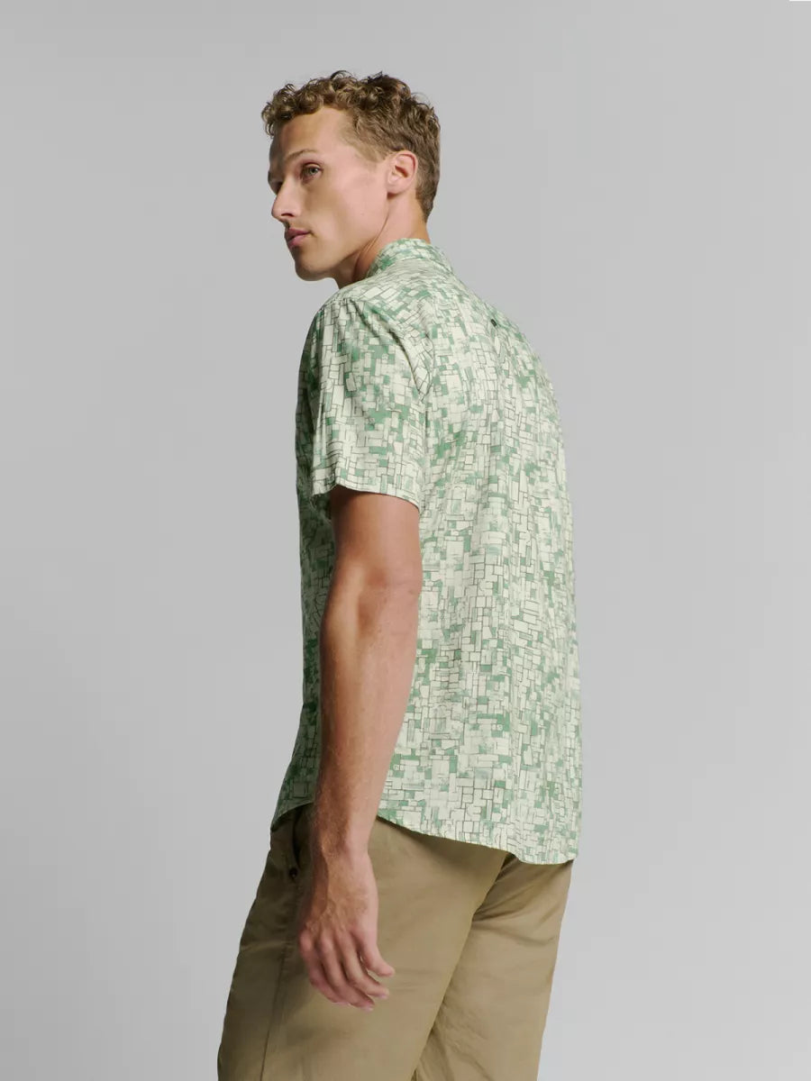 NO EXCESS Shirt Short Sleeve Revers Collar Allover Printed