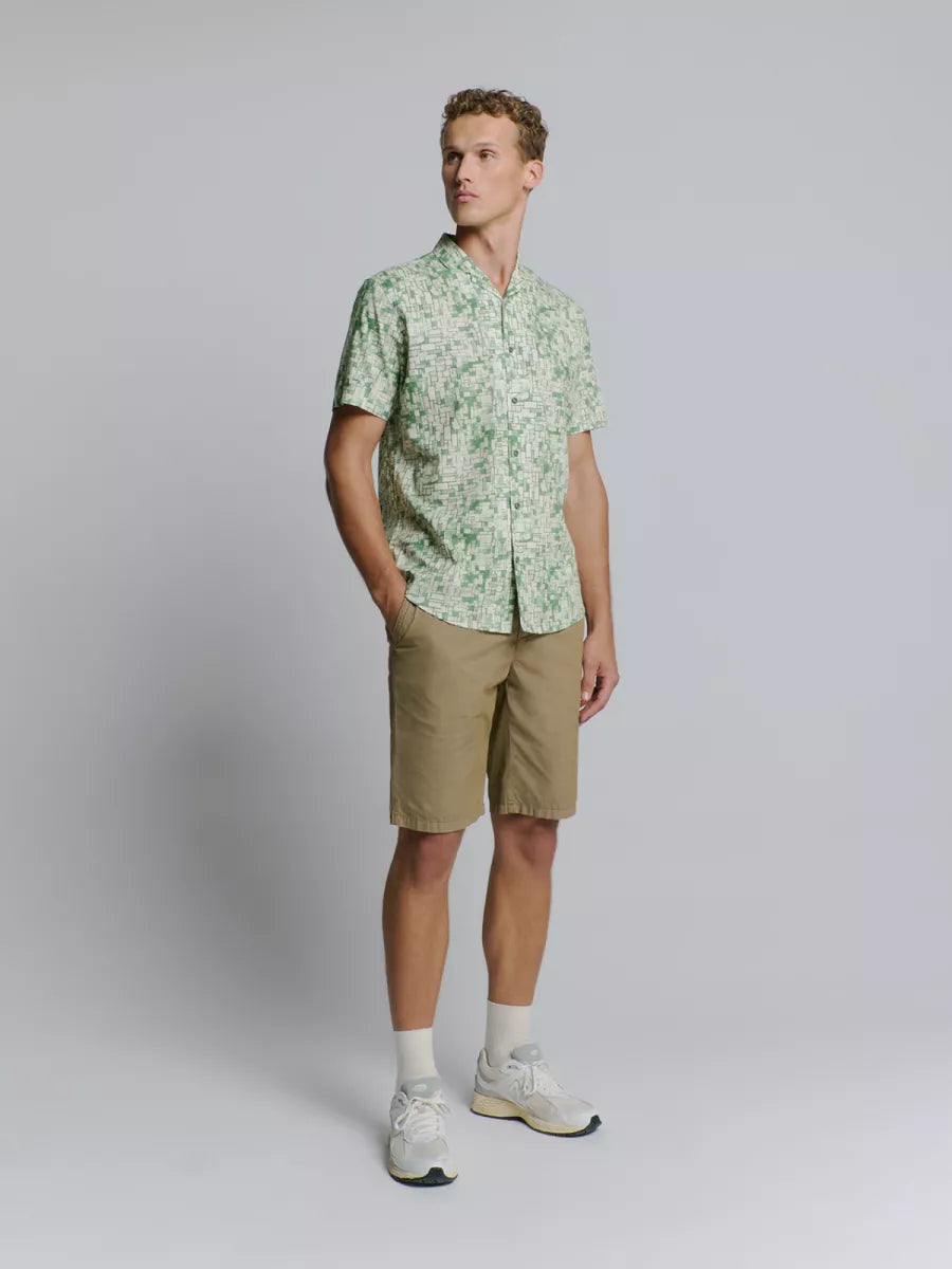 NO EXCESS Shirt Short Sleeve Revers Collar Allover Printed