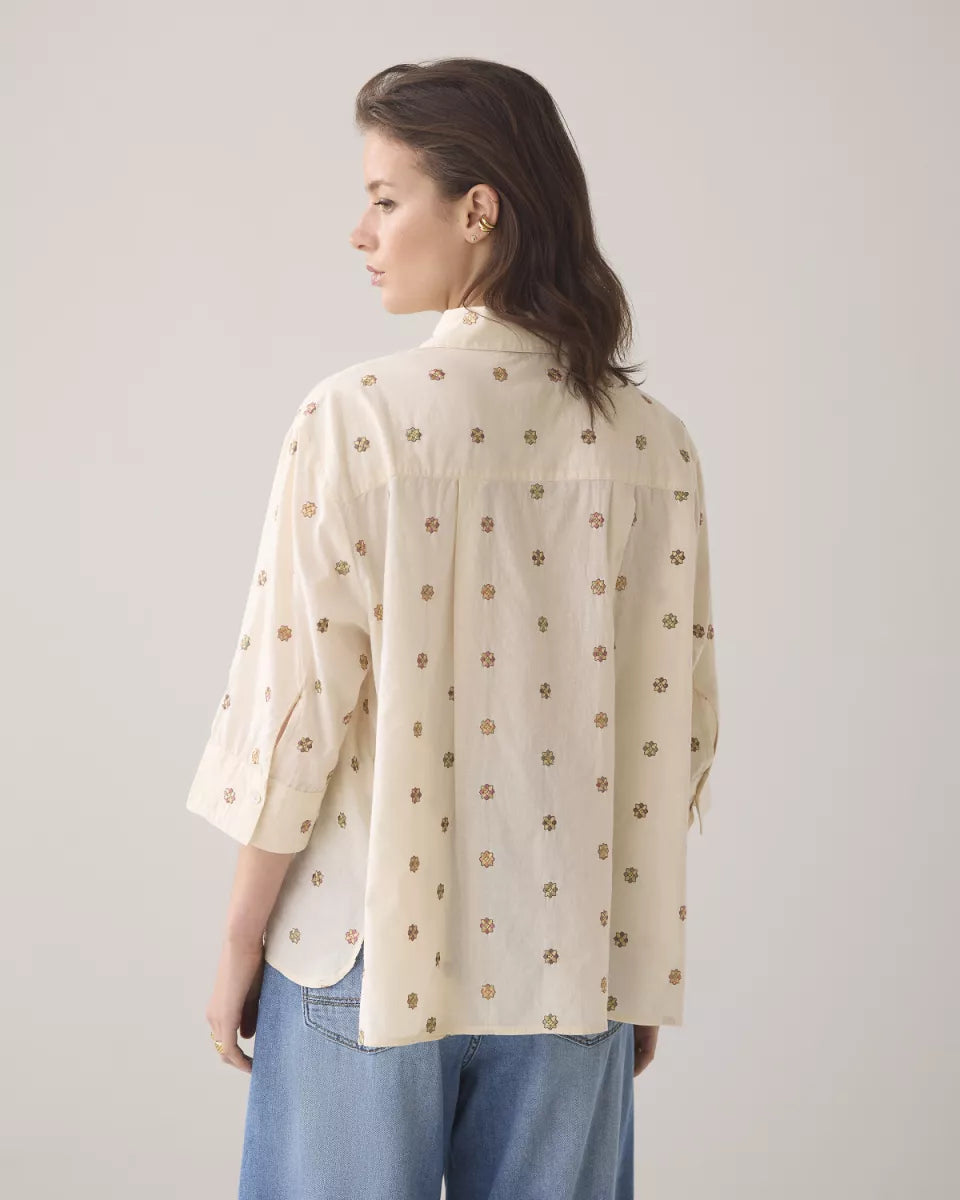 SUMMUM 3/4 sleeve blouse Scattered Emboideryy