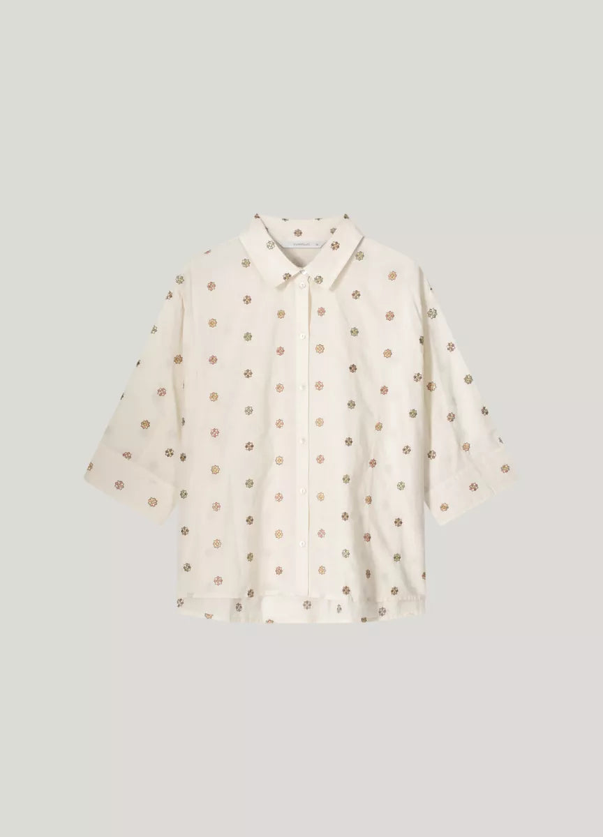 SUMMUM 3/4 sleeve blouse Scattered Emboideryy