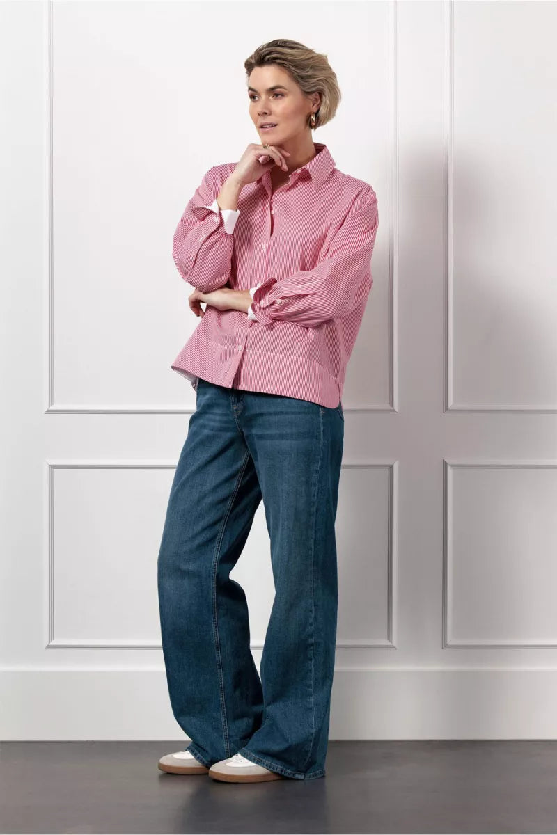 STUDIO ANNELOES Tamar poplin pinstripe blouse
