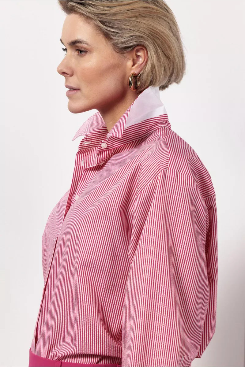 STUDIO ANNELOES Tamar poplin pinstripe blouse