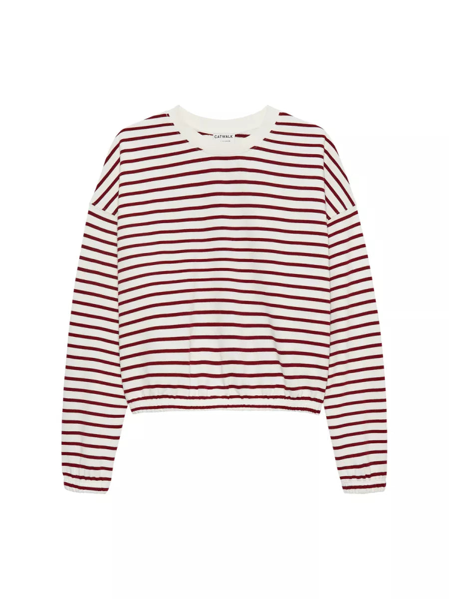 CATWALK JUNKIE Striped Sweater With Elastic Hems