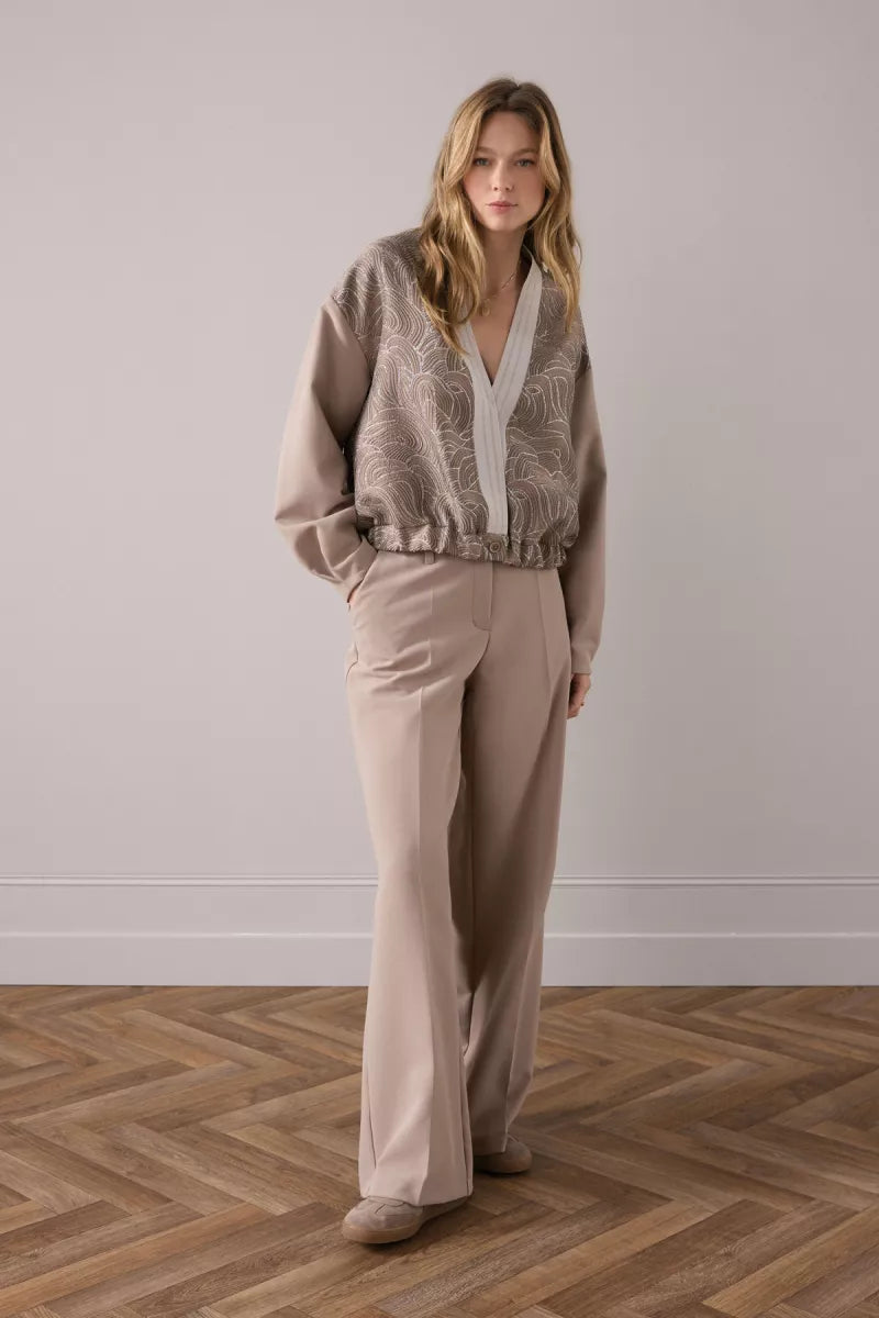 SUMMUM Foam pants met wijde pijp