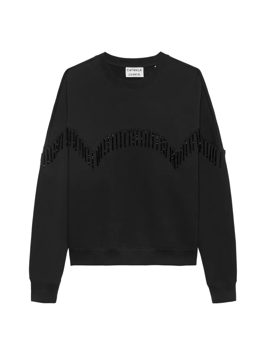 CATWALK JUNKIE Beaded Fringed Sweater