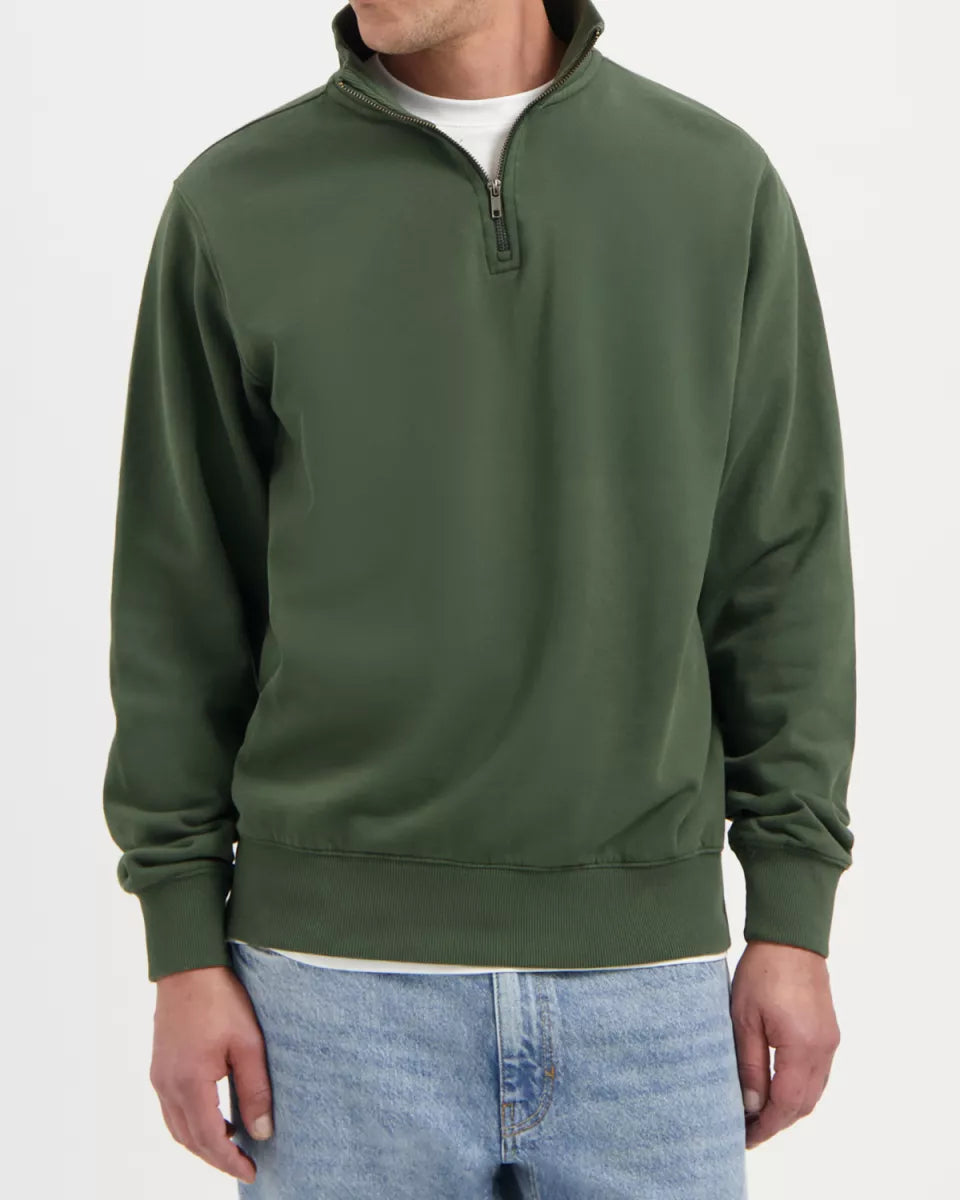 KUYICHI Vince Zip Sweat - Moss Green
