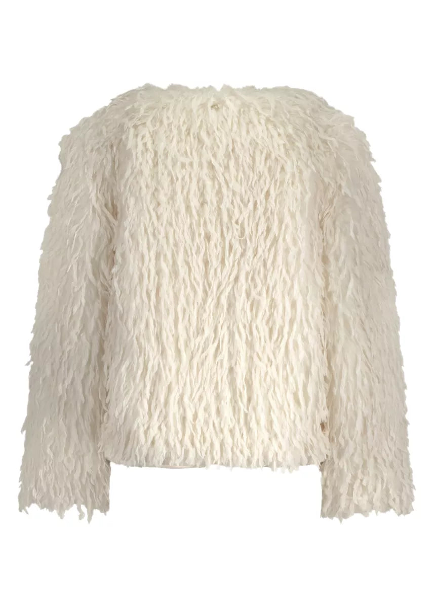 TRAMONTANA Faux Fur Feather Jacket - Ecru