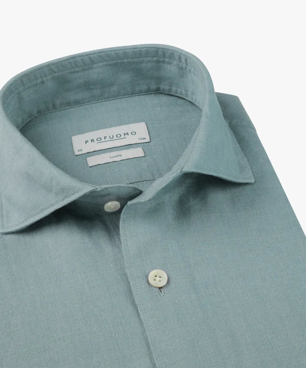 PROFUOMO Linen Shirt Cutaway - Blue