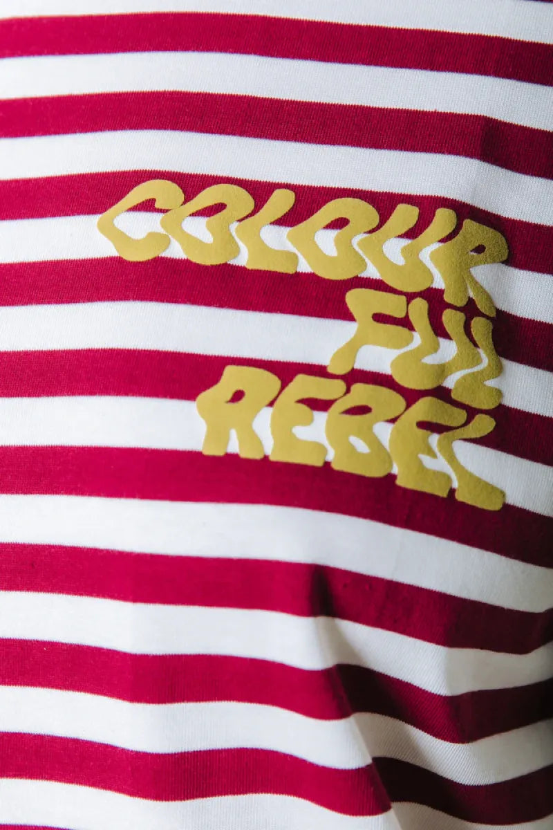 COLORFUL REBEL Puff Logo Stripe T-Shirt