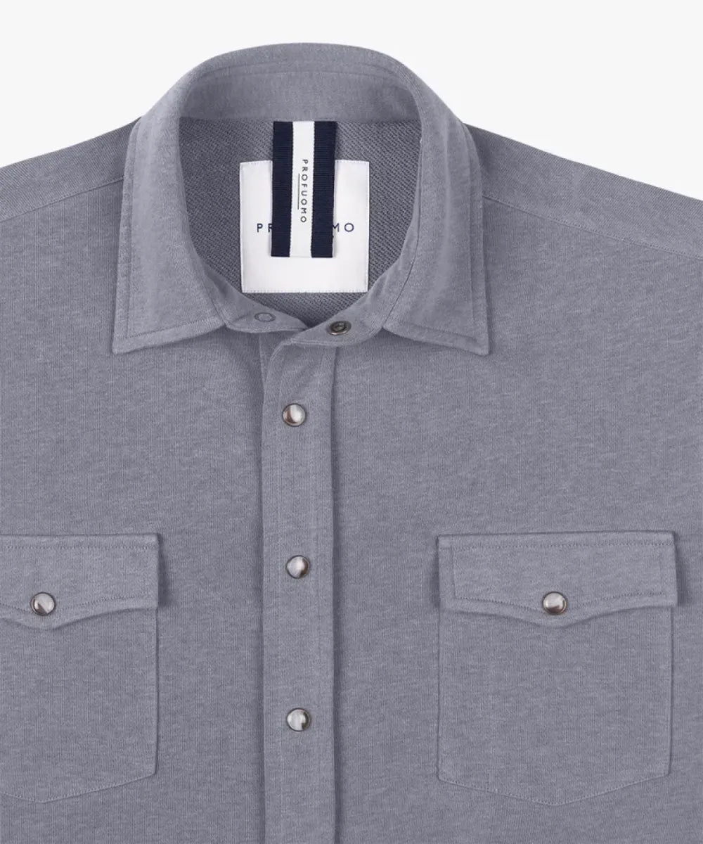 PROFUOMO French Terry Overshirt - Mid Blue