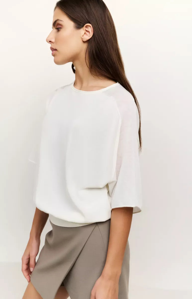 YAYA Sweater With Sheer Sleeves