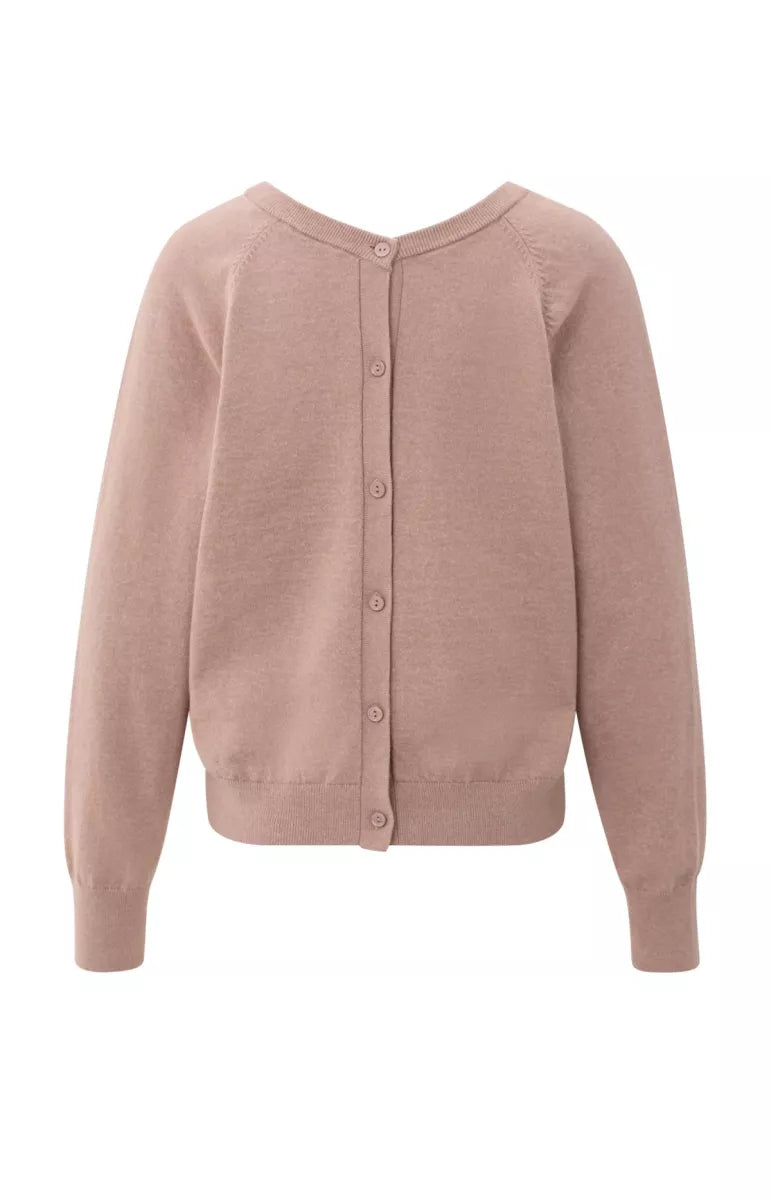 YAYA Double V-Neck Sweater - Blush Pink
