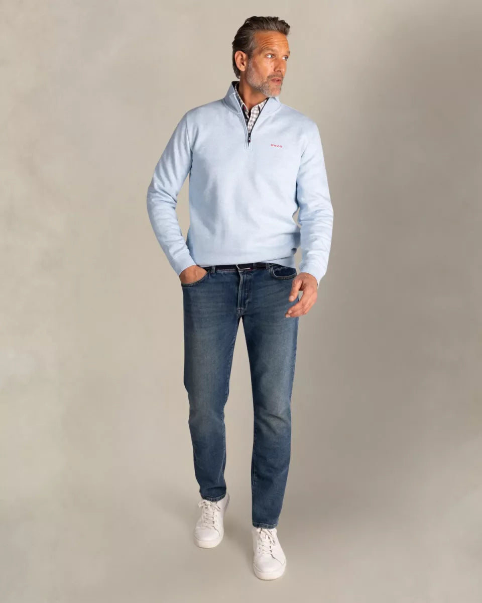 NEW ZEALAND AUCKLAND Sweat Half Zip - Ice Blue