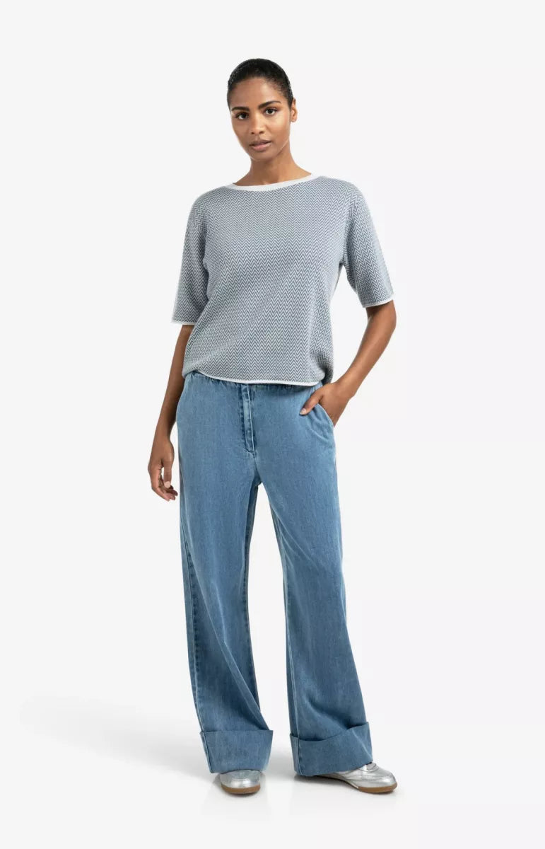 YAYA Jacquard Knitted T-Shirt