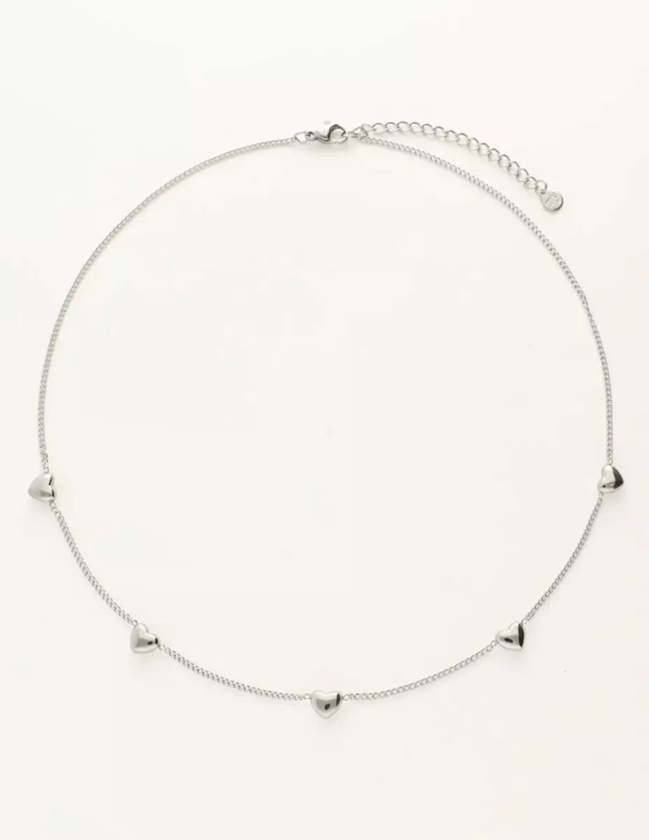 MY JEWELLERY Ketting Met 5 Hartjes - Zilver