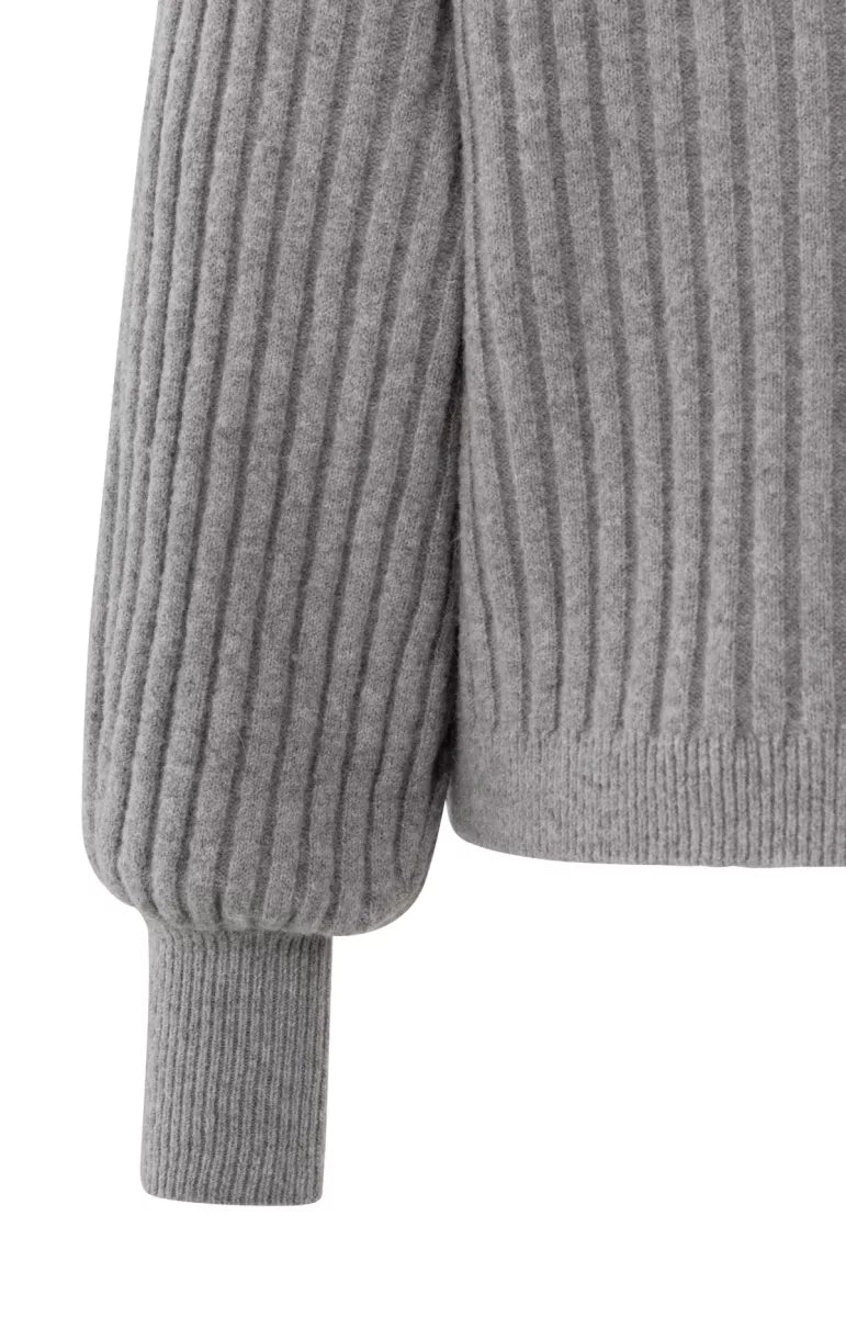 YAYA Ribbed Sweater With Round Neck