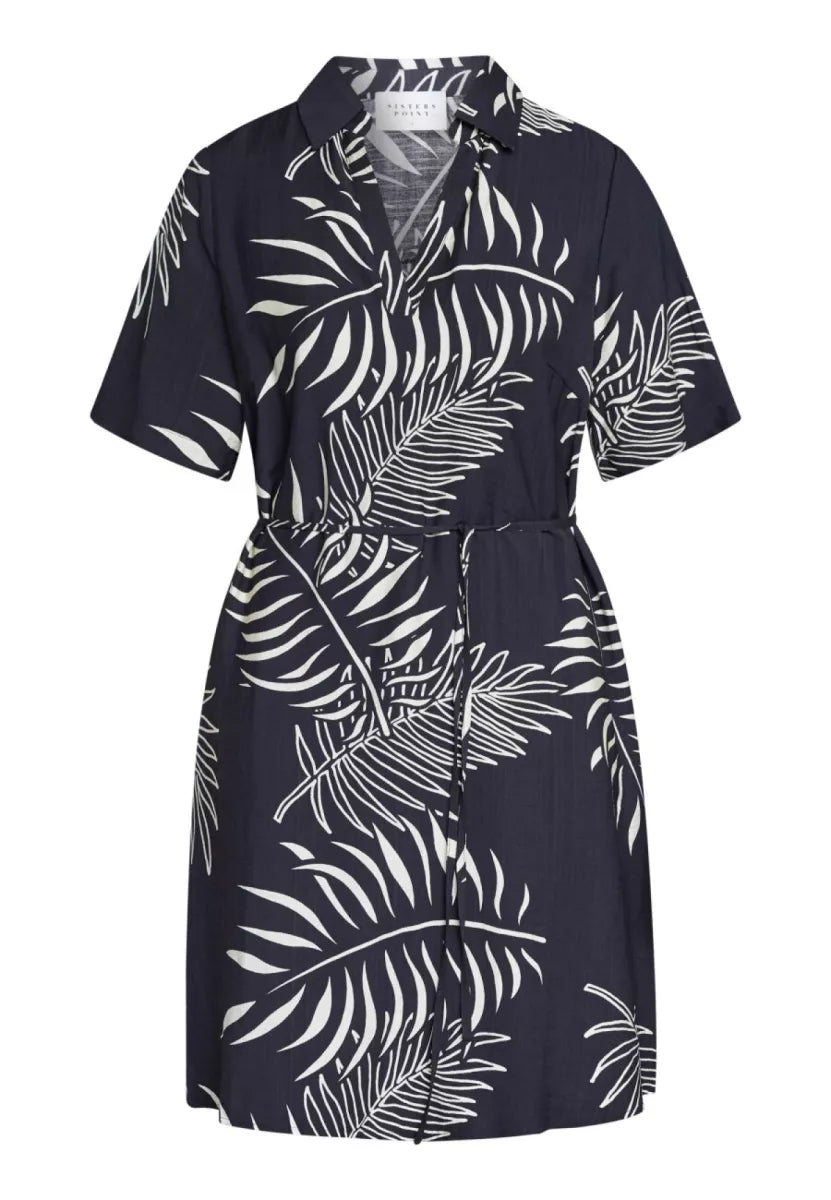 SISTERS POINT Emsa Dress - Black Leaf