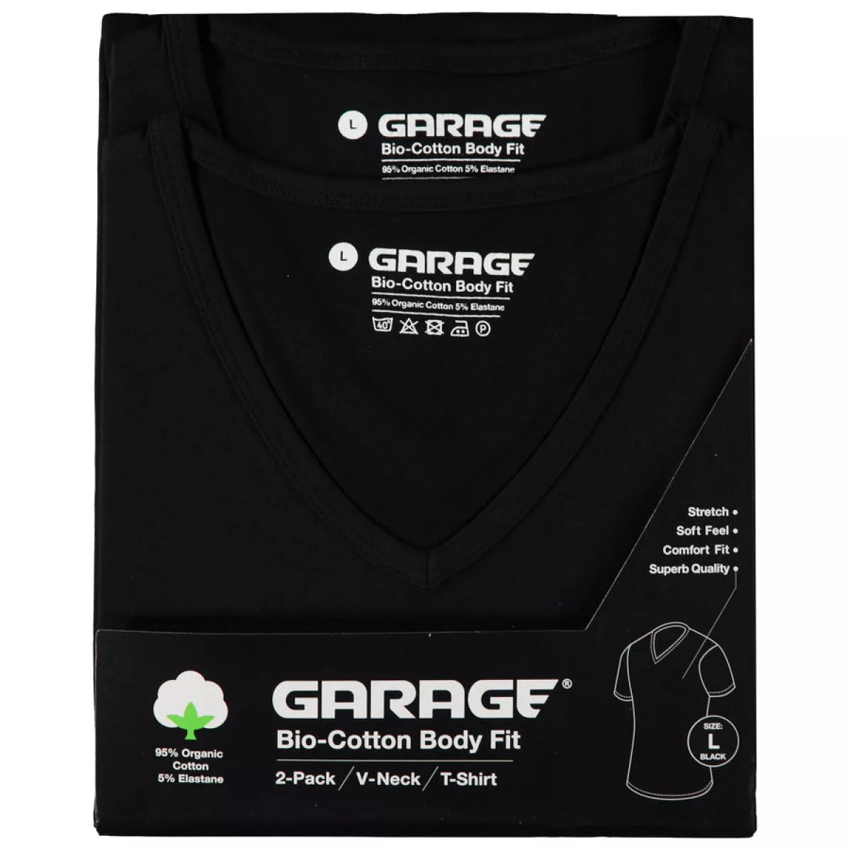 GARAGE GARAGE Bodyfit | 2Pack VNeck-Zwart