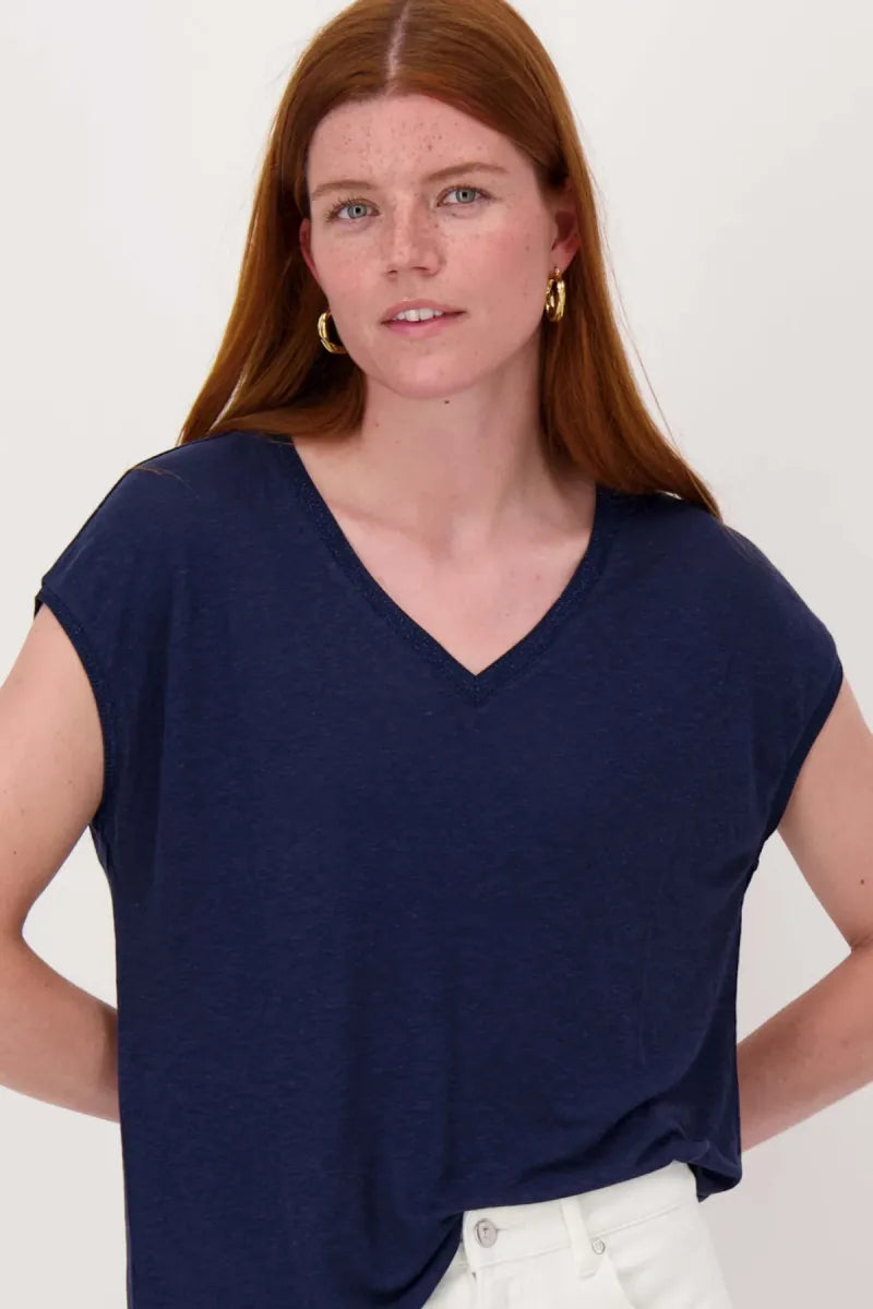 ZUSS V Hals Top met Lurex Boord