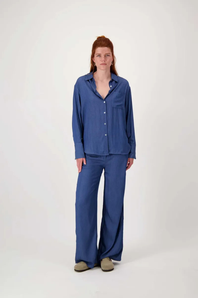 ZUSS Gestreepte Denim Blouse