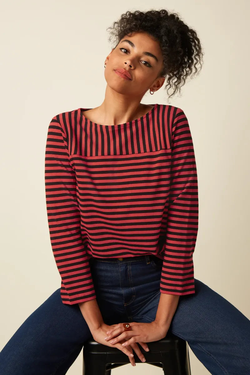 KING LOUIE Boatneck Yoke Top Chopito Stripe