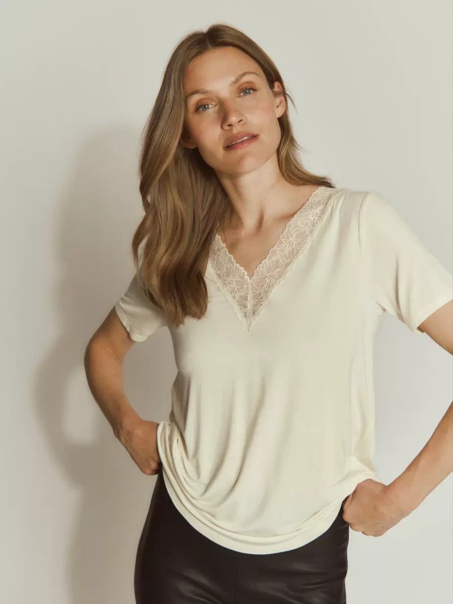 ROSEMUNDE Biarritz V-Neck Lace - Ivory
