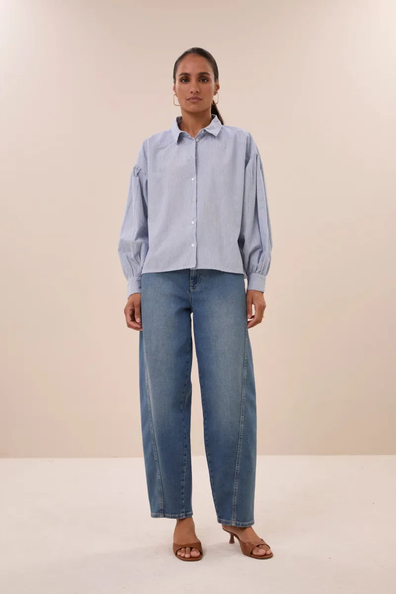 BY BAR Sarah Short Pin Stripe Blouse