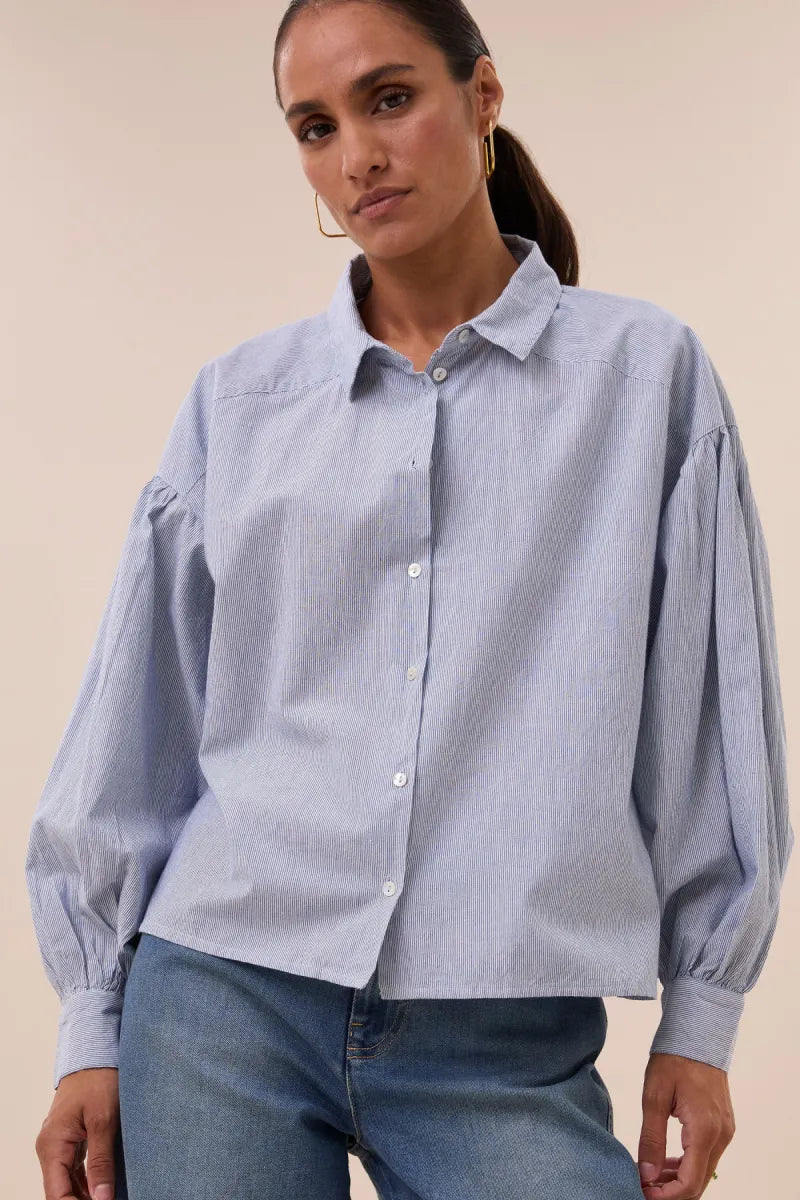 BY BAR Sarah Short Pin Stripe Blouse