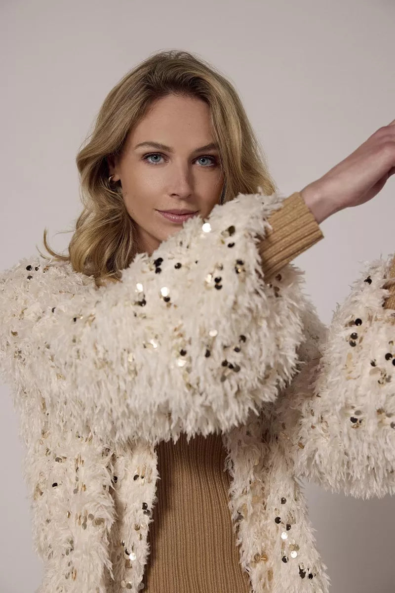 TRAMONTANA Feathered Sequin Jacket