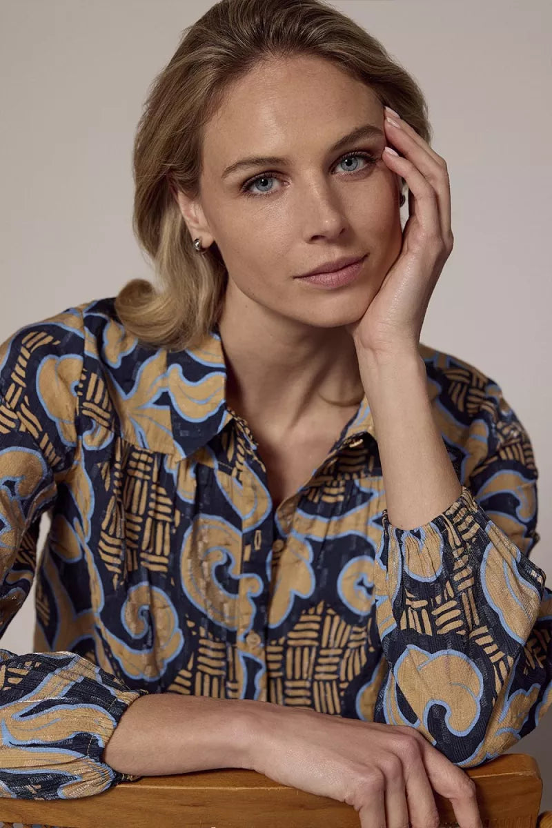 TRAMONTANA Blouse Modern Rococo Tie Detail