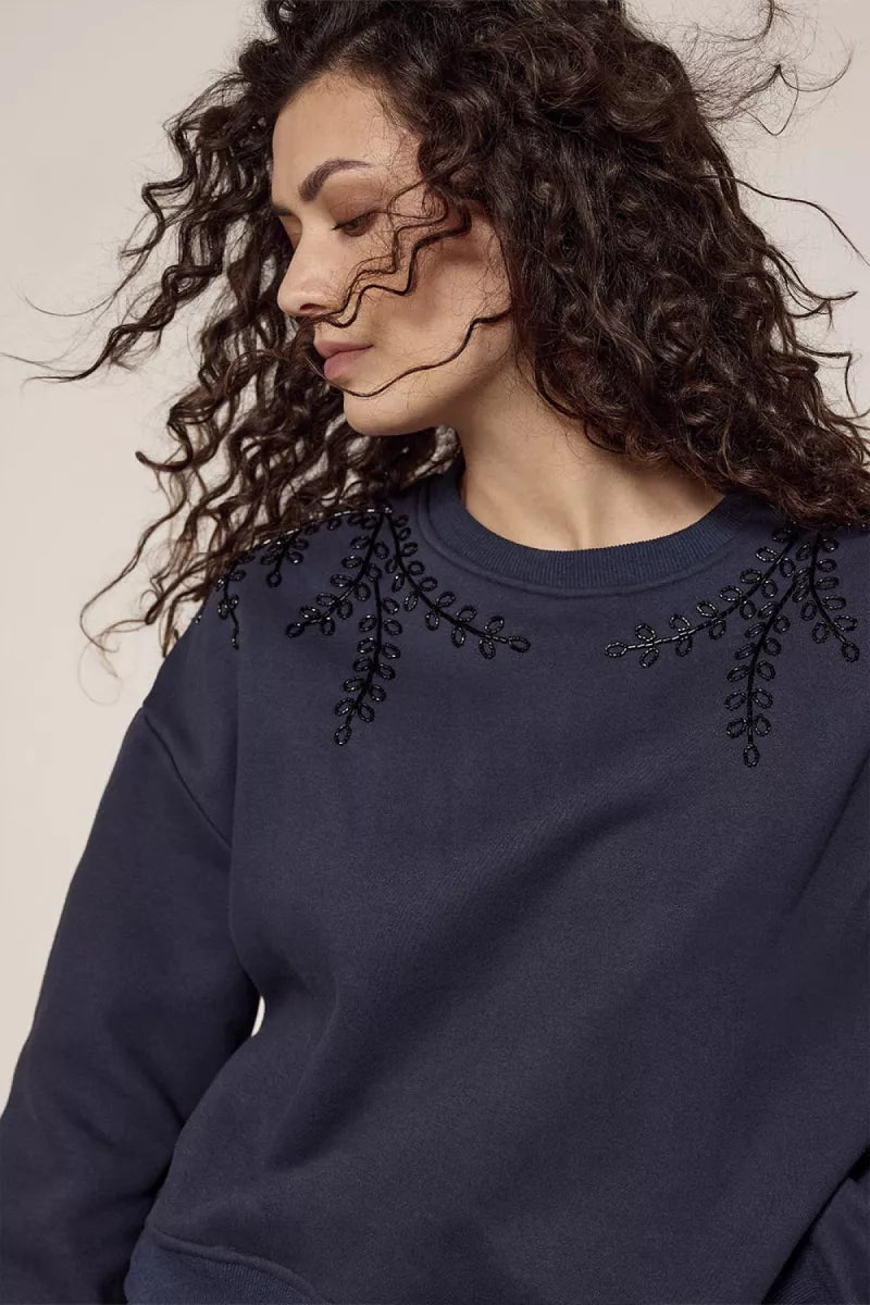 TRAMONTANA Beaded Jumper - Midnight