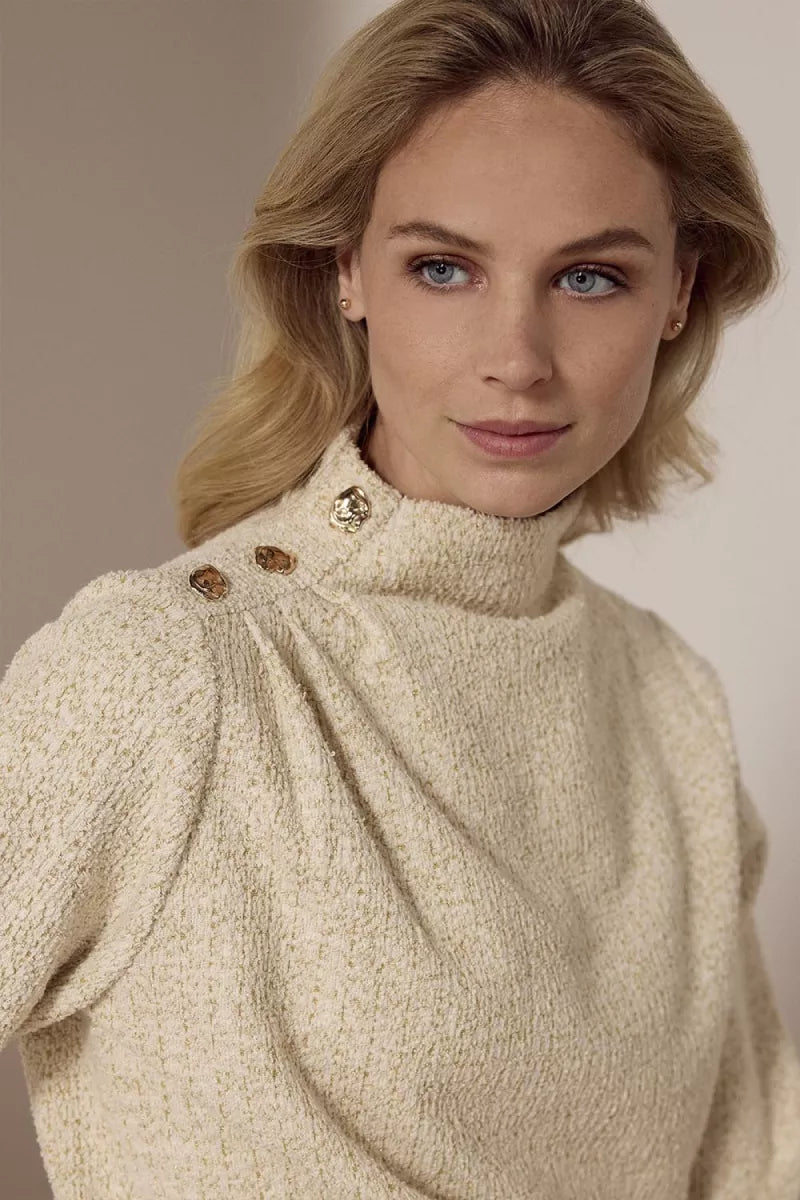 TRAMONTANA Lurex Bouclé Jumper Button Details