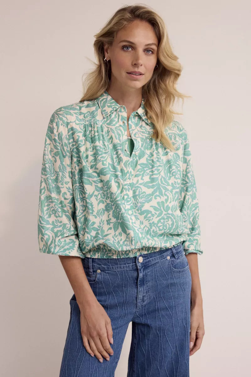TRAMONTANA Blouse Emerald Flourish