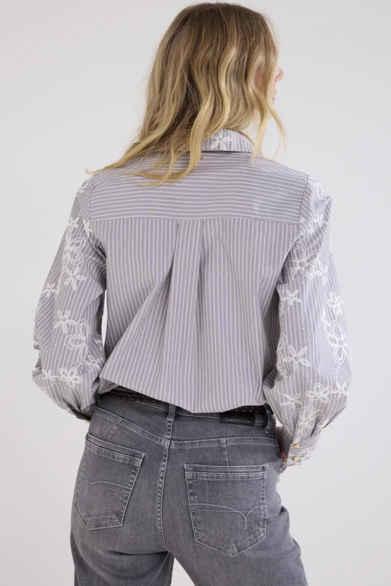 TRAMONTANA Embroidered Blouse Rhinestones