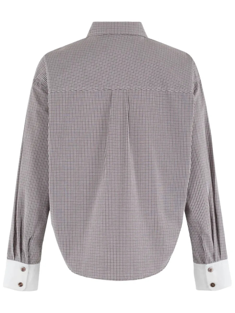 ANNA BLUE Sam Blouse - Dark Brown Check
