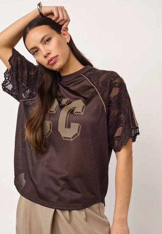 CO' COUTURE Trey CC Logo Lace Tee