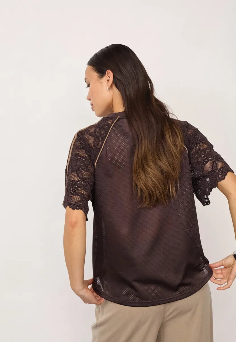CO' COUTURE Trey CC Logo Lace Tee