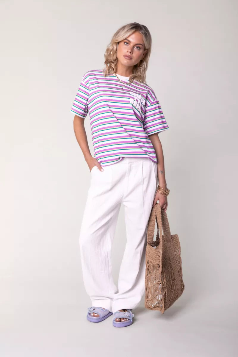 COLORFUL REBEL Puff Logo Stripe Loosefit Tee