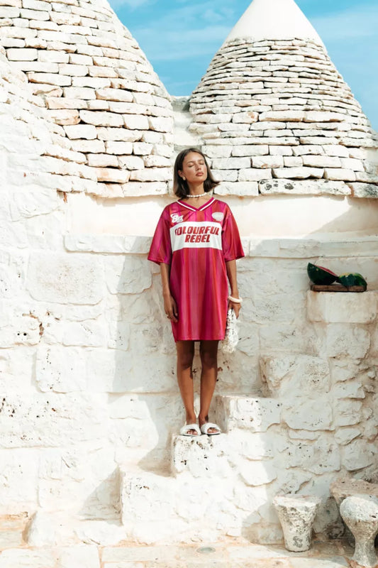 COLORFUL REBEL Taylie Striped Football Tee Dress
