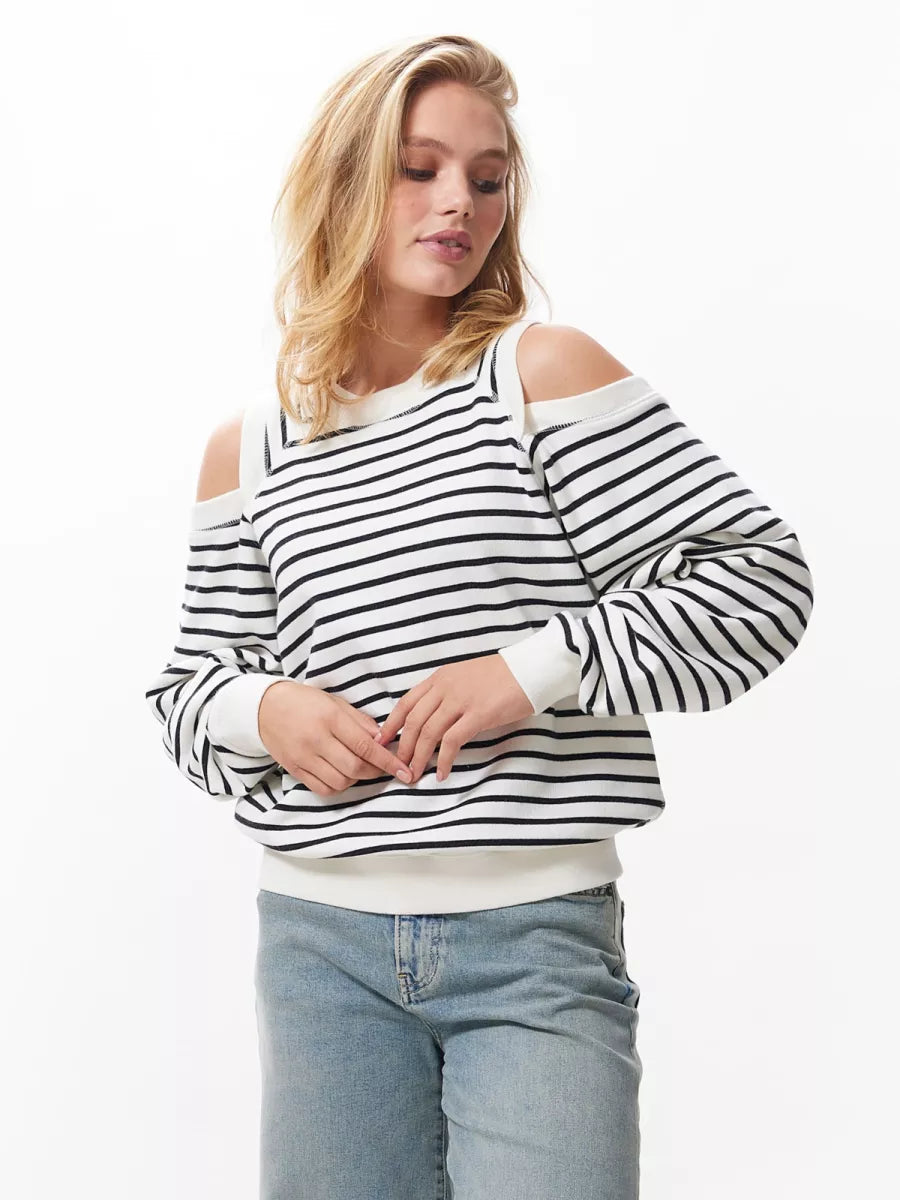 CATWALK JUNKIE Striped sweater with cut out