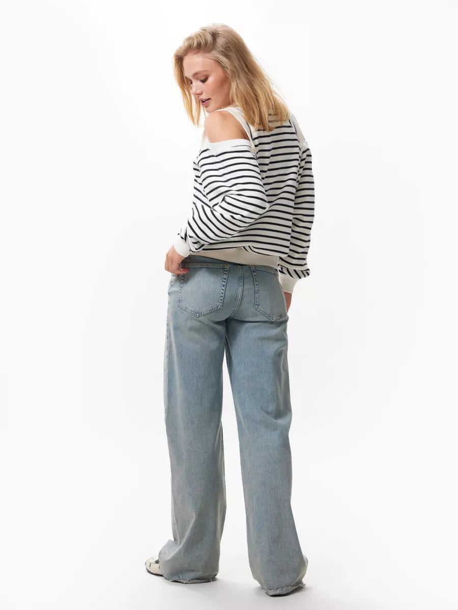 CATWALK JUNKIE Striped sweater with cut out