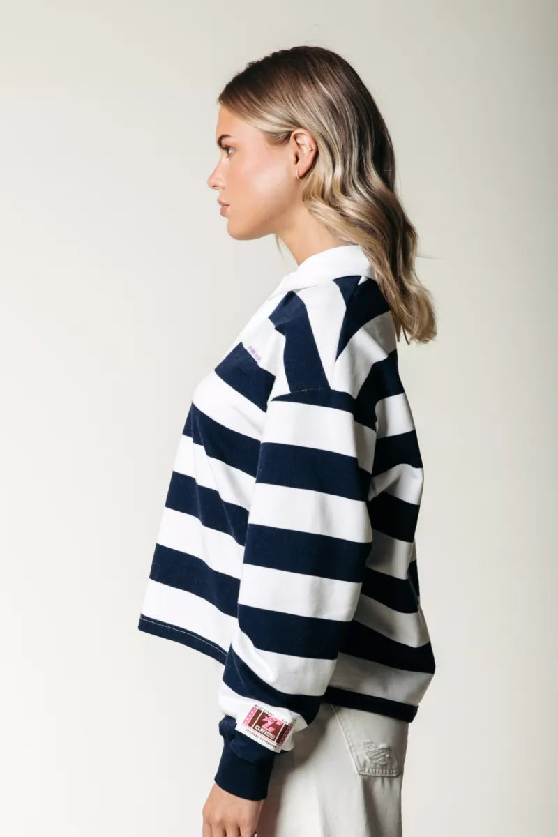 COLORFUL REBEL Skyler Striped Boyfriend Polo