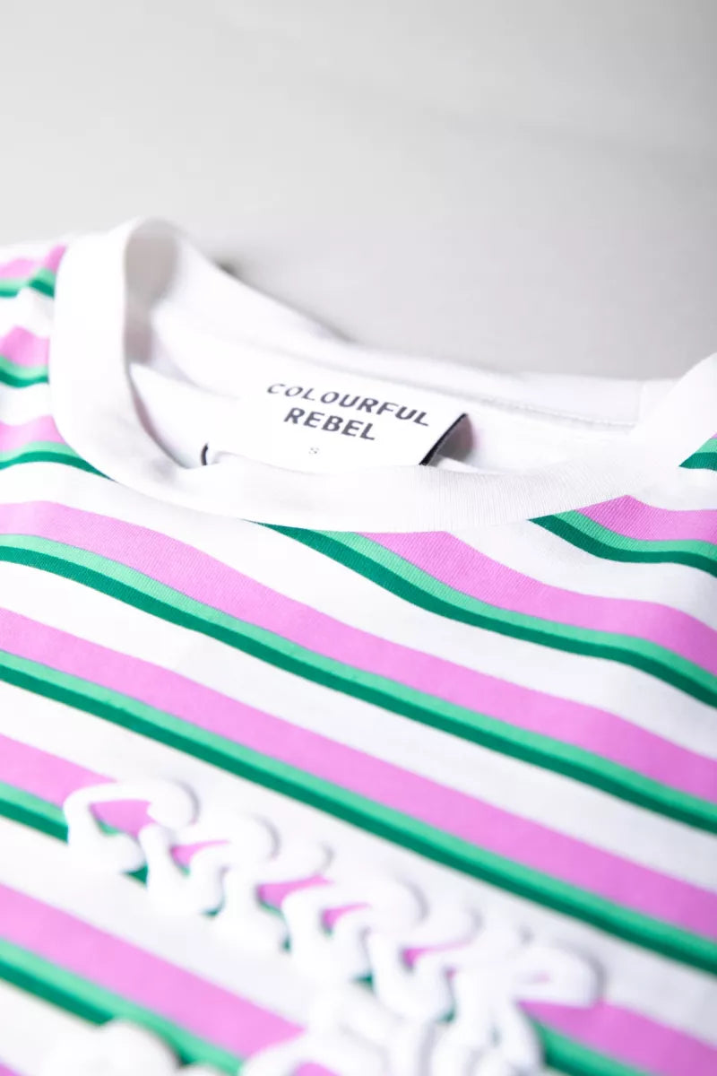 COLORFUL REBEL Puff Logo Stripe Loosefit Tee