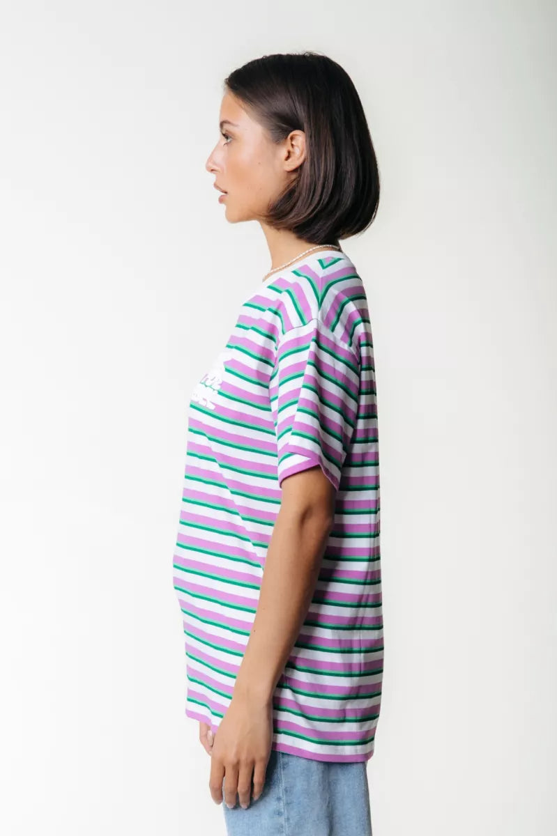 COLORFUL REBEL Puff Logo Stripe Loosefit Tee