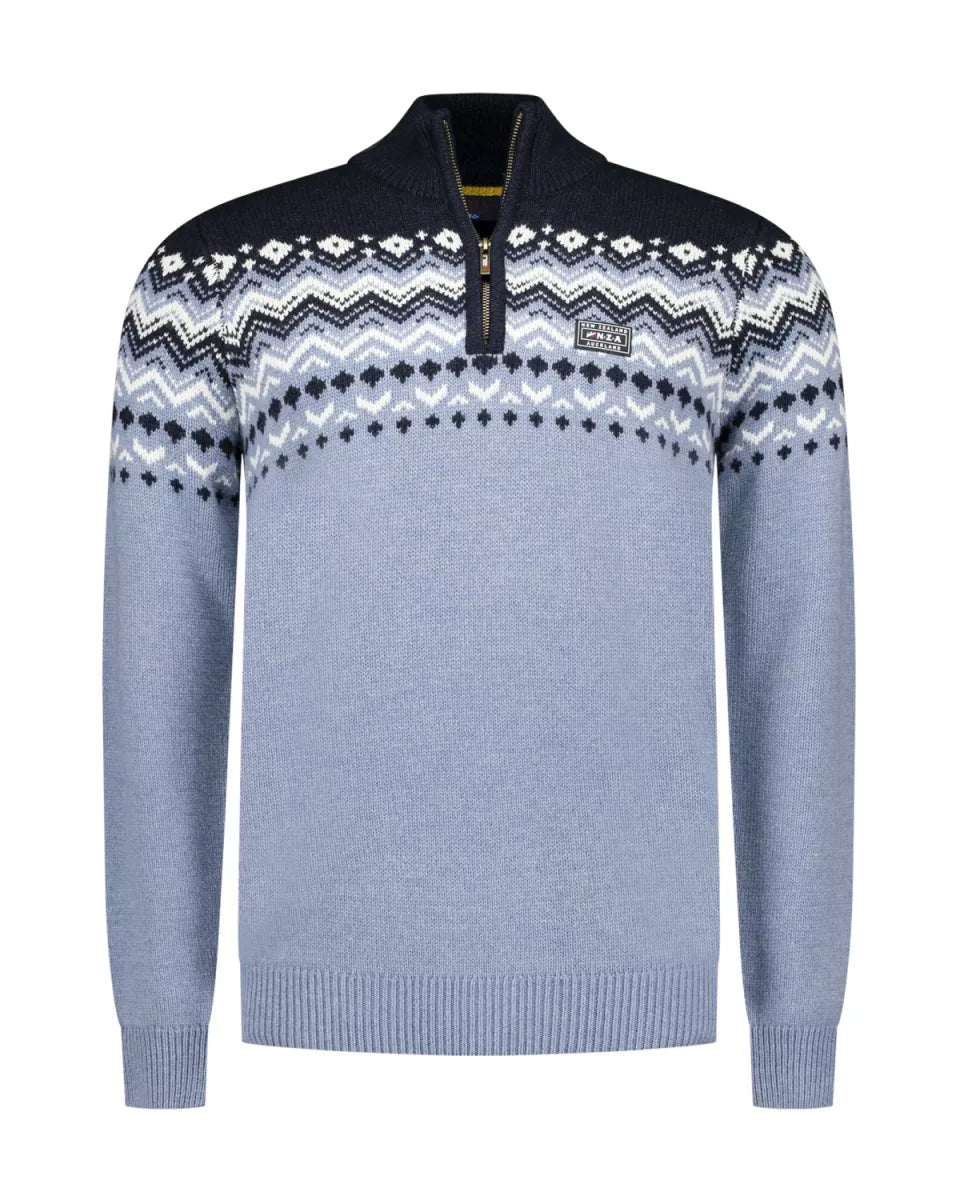 NEW ZEALAND AUCKLAND Pullover Half Zip - Soft Blue Melange