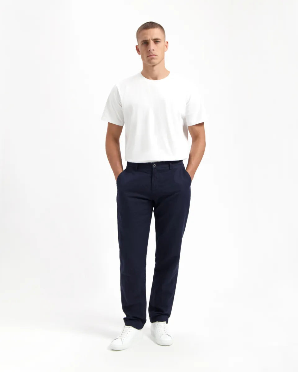KUYICHI Darren Linen Pants - Midnight Blue
