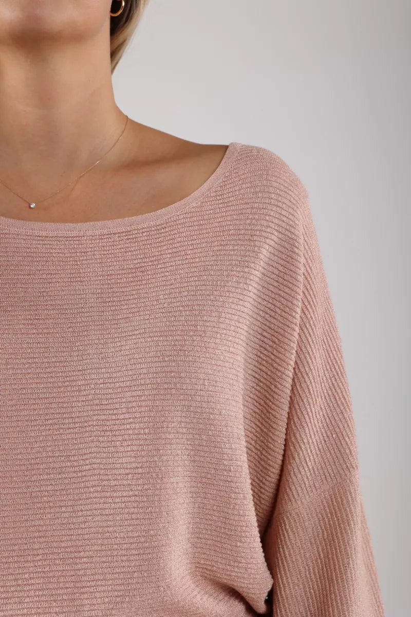 NUKUS Batwing Pullover Lurex - Powder