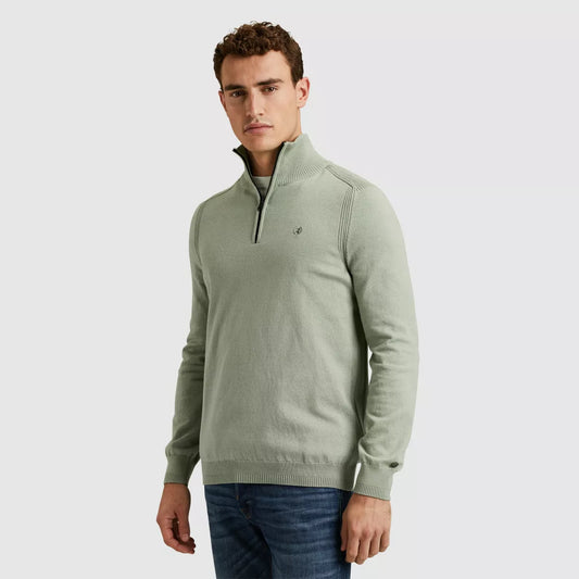 CAST IRON Knitted Halfzip - Soft Green