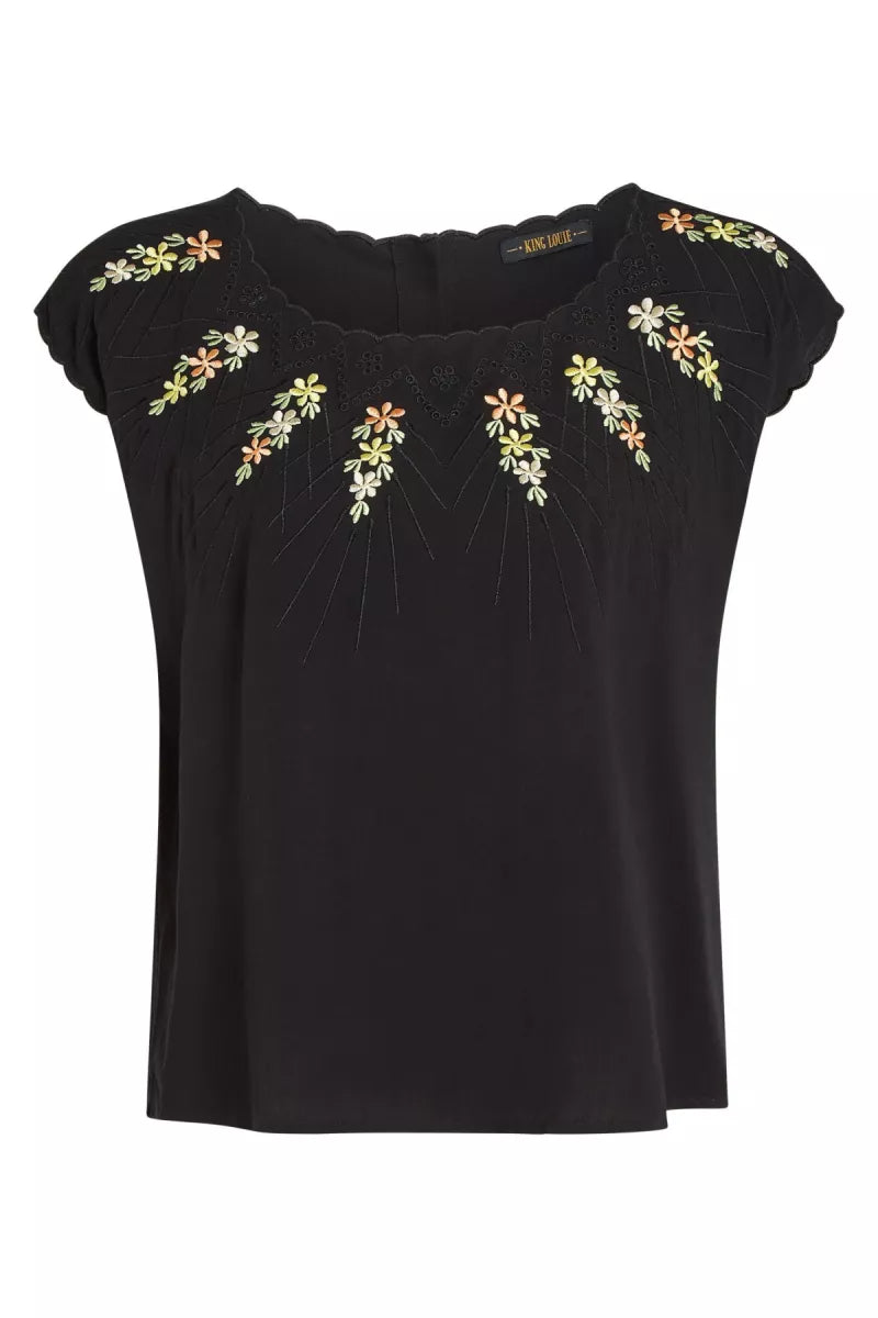 KING LOUIE Detail Flower Blouse