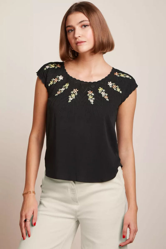 KING LOUIE Detail Flower Blouse
